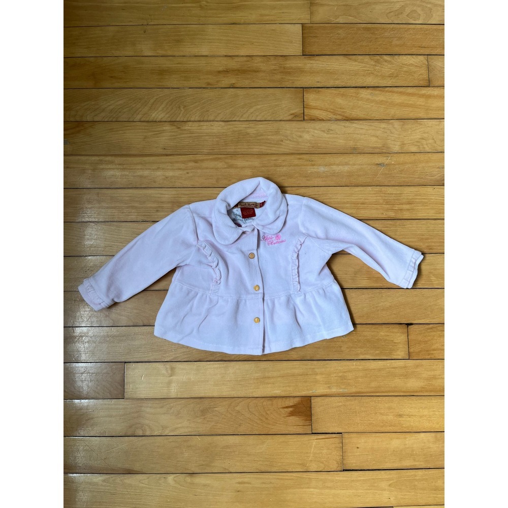 Apple Bottoms Baby Girl Pink Velour Peplum Jacket Ruffle Trim 6-9 Months Y2K